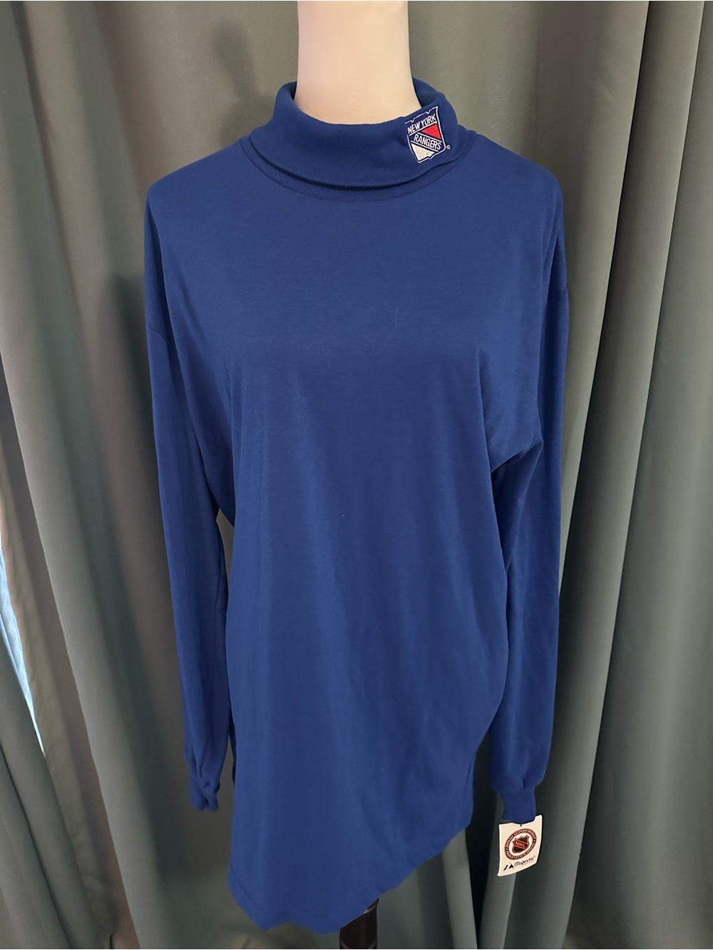 Vintage Majestic New York Rangers NHL Mock Neck Sweatshirt Blue USA XL NWT